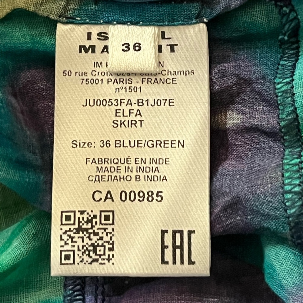 Isabel MARANT ETOILE Elfa Printed Midi Skirt size 36 blue/green print sz small - Picture 16 of 16